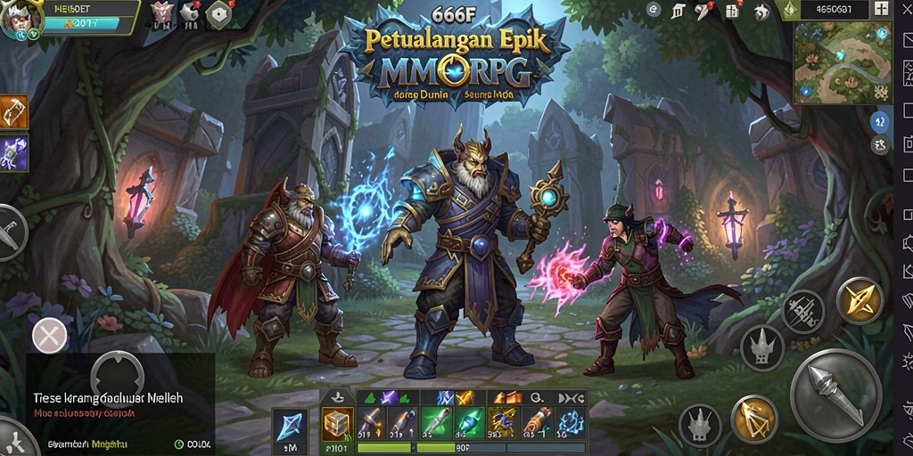 Tampilkan aksi seru dalam game MMORPG 666F dengan karakter yang kuat.