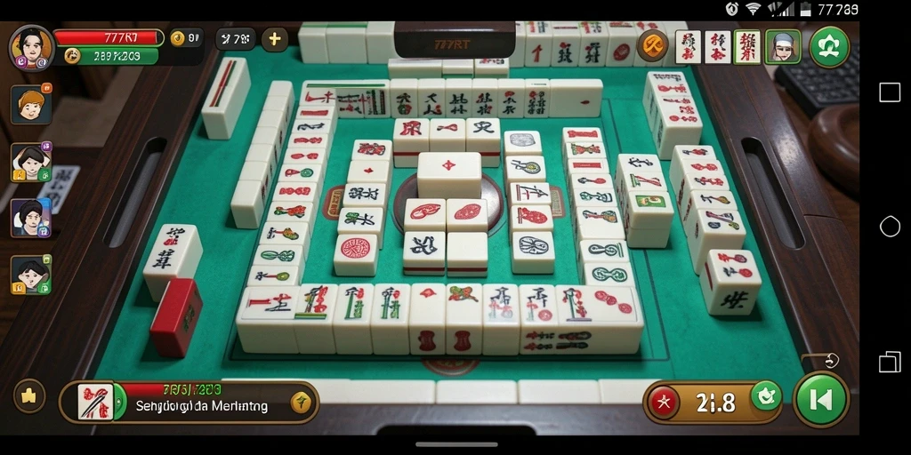 Tangkapan layar permainan <strong>777RT</strong> menampilkan momen menegangkan saat menyusun batu Mahjong.