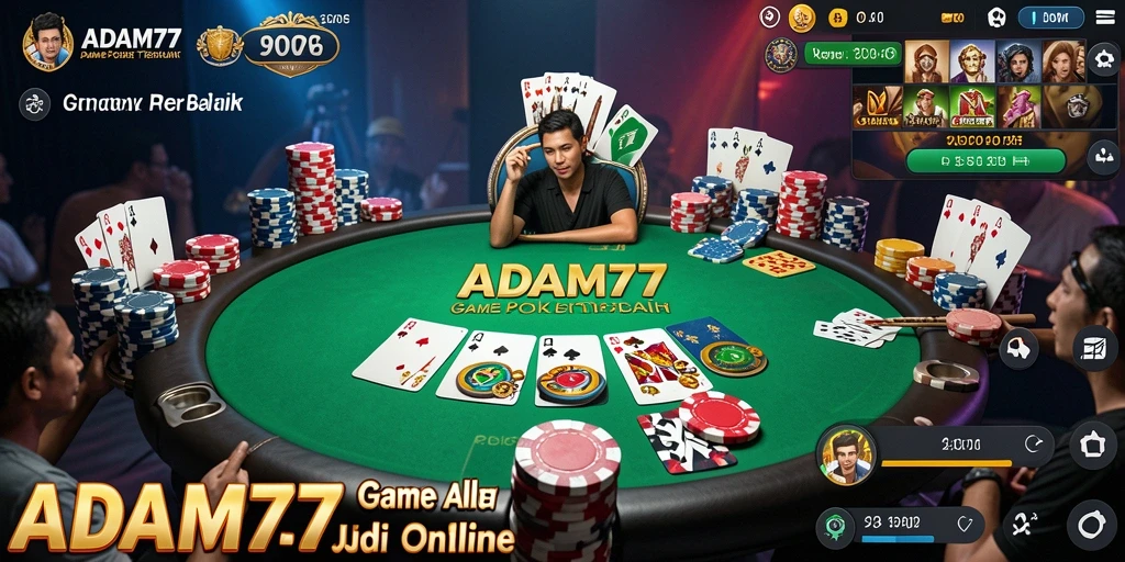 Tampilan gameplay seru game Poker ADAM77.