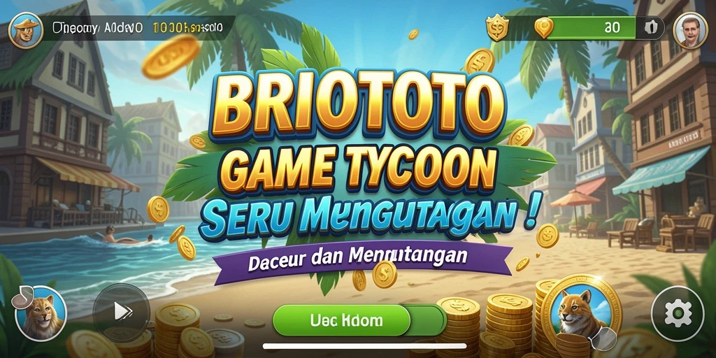 Tampilan gameplay BRIOTOTO dengan manajemen usaha yang menarik.