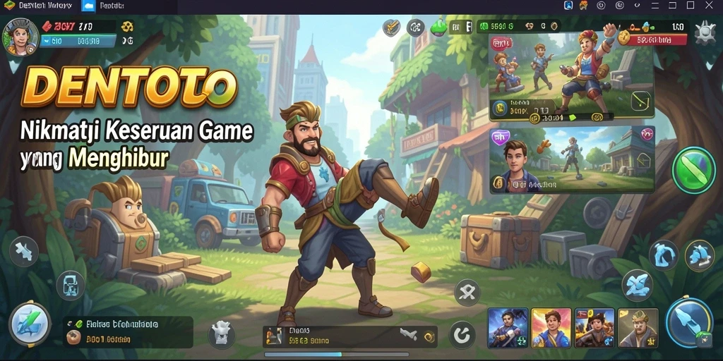 Gameplay DENTOTO menampilkan karakter lucu dan level penuh warna.