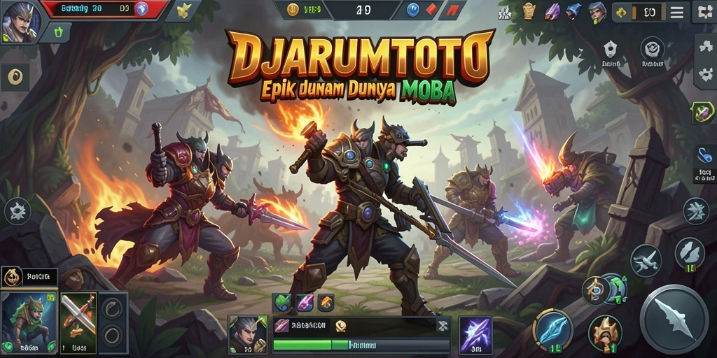 Screenshot gameplay <strong>DJARUMTOTO</strong> menampilkan pertempuran epik dan karakter yang berwarna-warni.