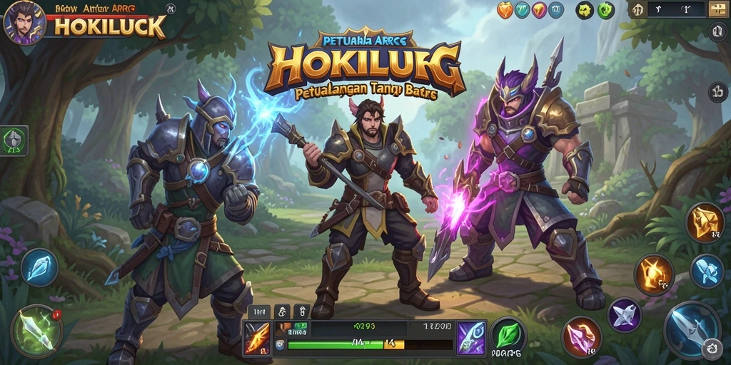 Gameplay dinamis HOKILUCK dengan aksi pertarungan yang mendebarkan.