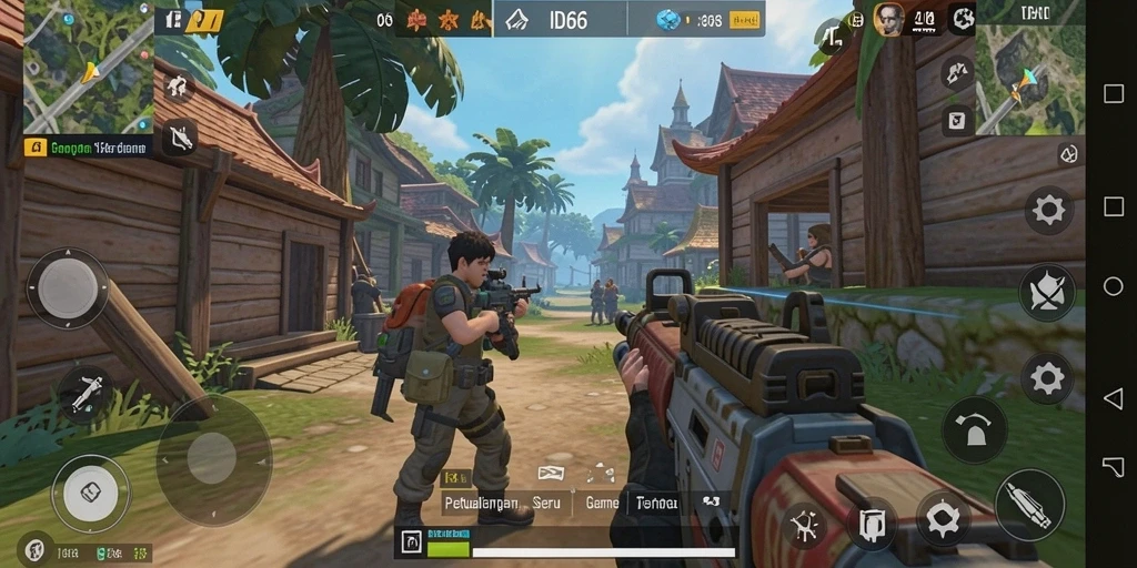 Tampilan gameplay ID66 yang penuh aksi dan seru dalam permainan TPS.