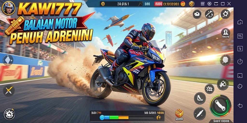 Screenshot KAWI777 menampilkan aksi balapan motor yang mendebarkan.