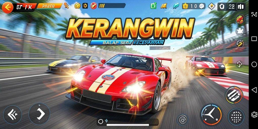 Tampilkan gameplay balap yang seru dan menantang di KERANGWIN.