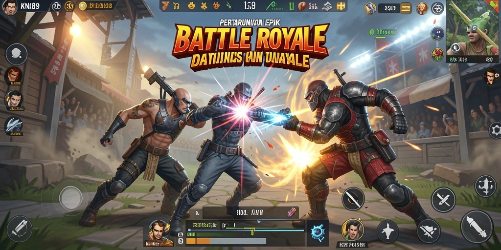Tampilan layar permainan KNO89 saat pertarungan Battle Royale yang seru.
