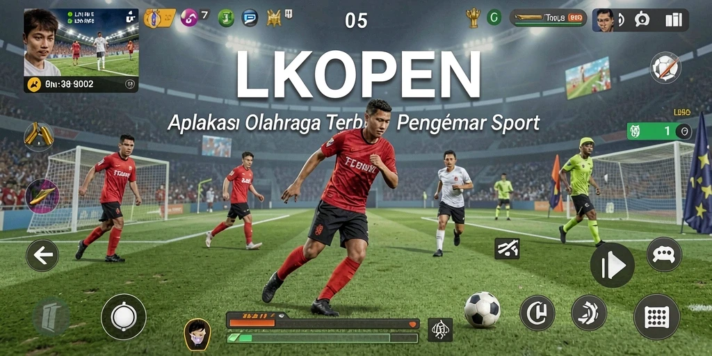 Screenshot utama LKOPEN menampilkan antarmuka permainan olahraga yang menarik.