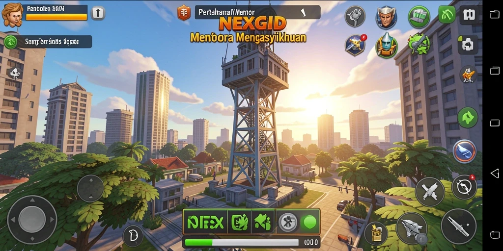 Tangkapan layar yang menampilkan aksi gameplay Tower Defense NEXGID.