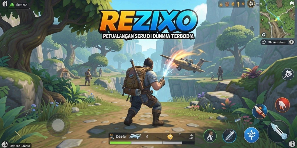 Tampilan gameplay REZIXO yang menakjubkan di dunia terbuka.
