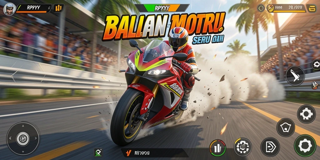 Tampilan gameplay RPYYY yang seru dan menegangkan selama balapan motor.