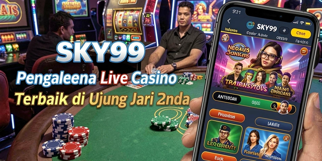 Tangkapan layar <strong>SKY99</strong> menampilkan gameplay mendebarkan dengan dealer langsung dan suasana kasino.