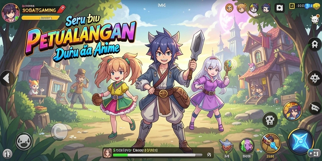 Screenshot gameplay SOBATGAMING yang menampilkan karakter anime dalam pertempuran.