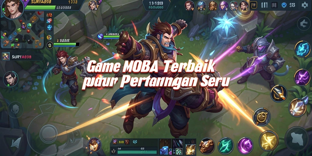Gameplay seru dalam SURYA898 dengan pertarungan MOBA yang intens.