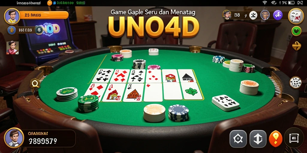 Screenshot gameplay UNO4D menampilkan suasana seru permainan Gaple.